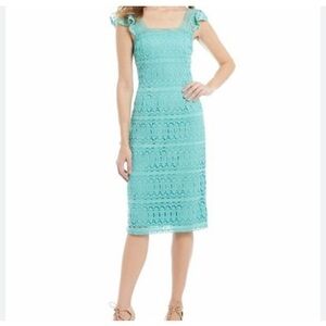 NWT Antonio Melani Cameron lace dress wedding guest tea party aqua size 8